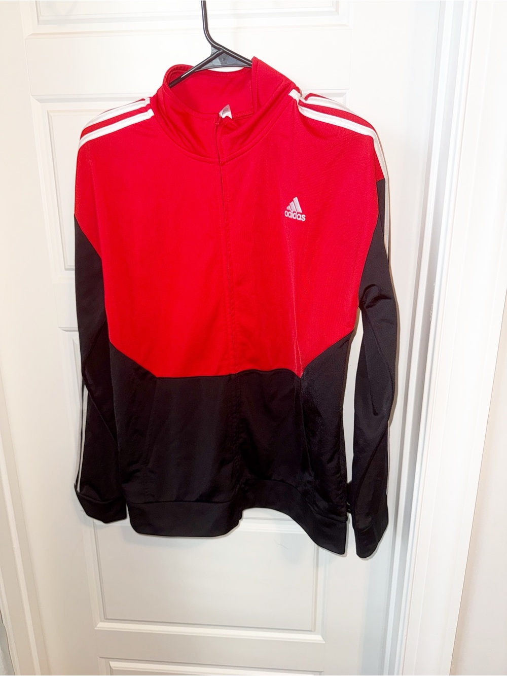 adidas Kids Red and Black Colorblock Track Jacket XL 18/20